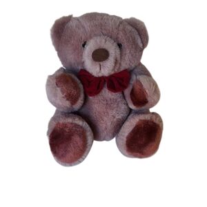 Cafi Hauppauge Dusty Rose Color Sitting Down Teddy Bear With Bow Tie Small Gift